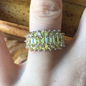 Natural Yellow Sapphire Sterling Silver Ring Size 6